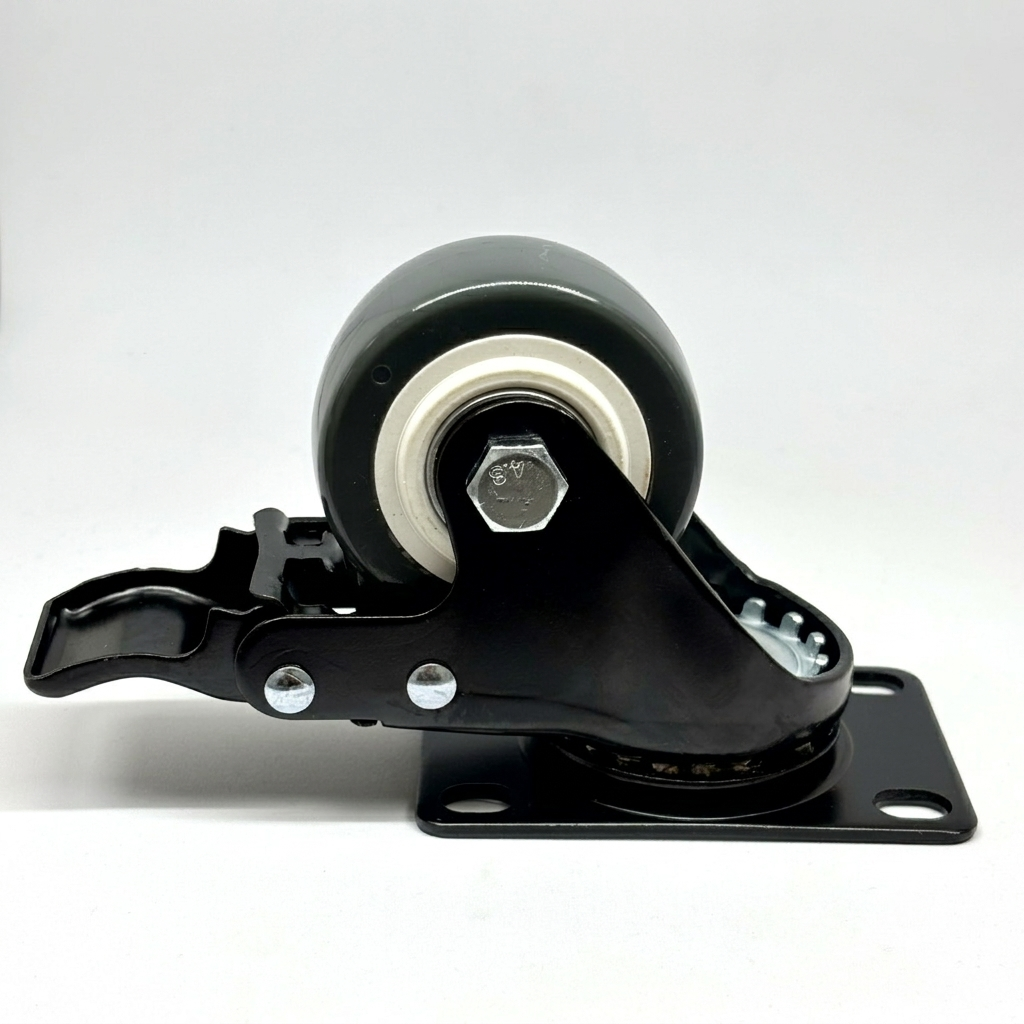 Rueda de PVC Gris 65 mm. c/Freno