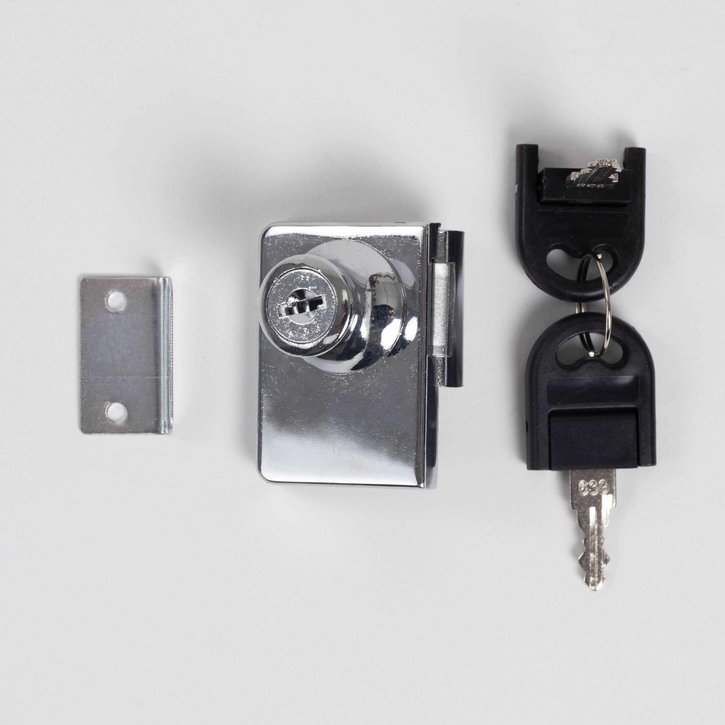 Cerradura Para Vidrio Doble Cromada