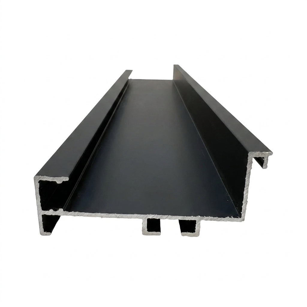 Tirador Gola Tipo J Negro con Canaleta LED 3 Metros