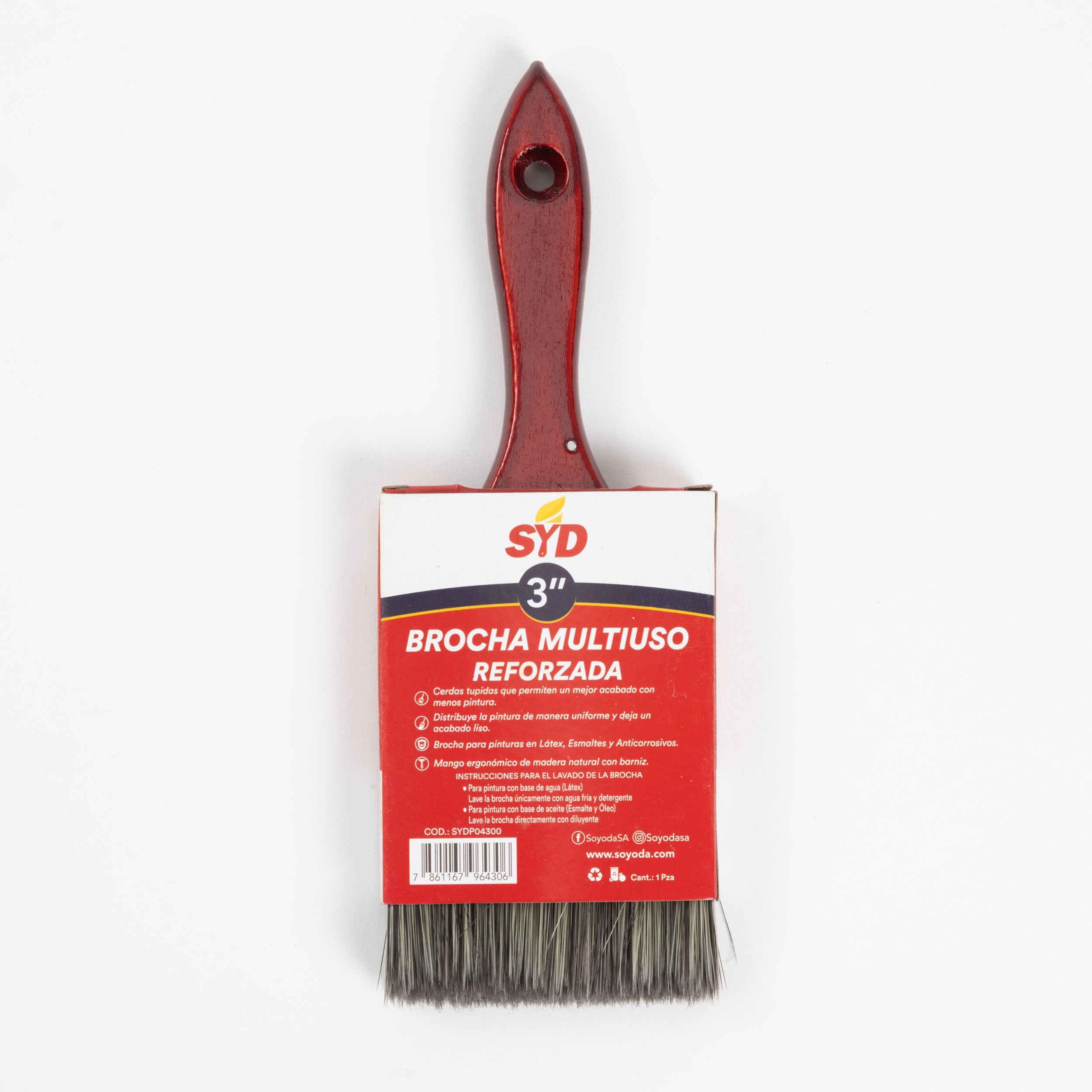 Brocha SYD 3" Mango Rojo